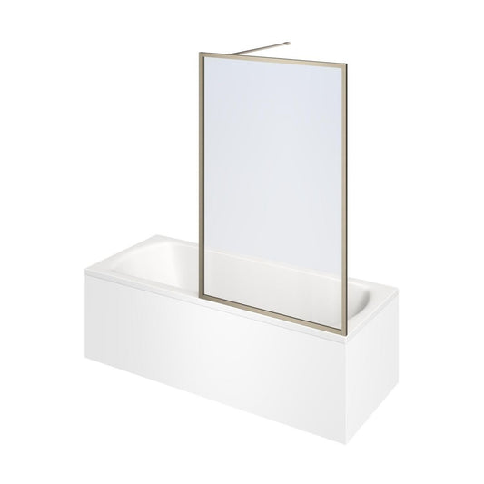 Amien Brushed Nickel Framed Clear Glass Bath Screen 1500x800mm