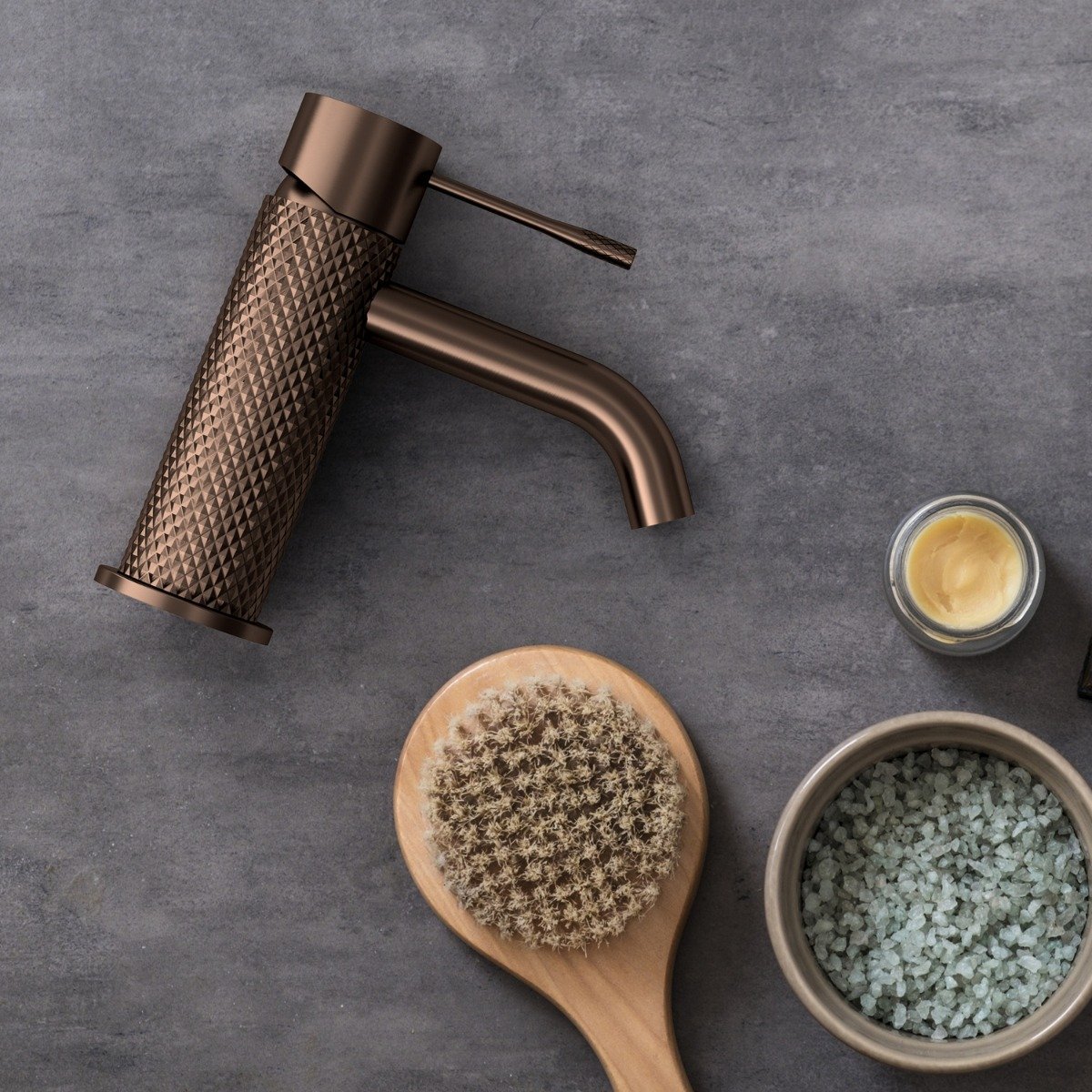Moray Satin Bronze Knurled Basin Tap