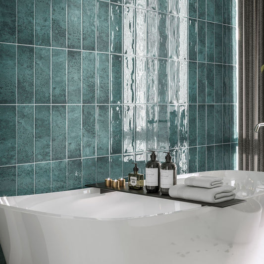 Lugano Green Ceramic Brick Tile 100x300mm
