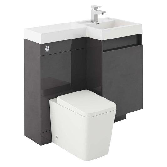 Summers Titanium Grey Right Hand Combination Vanity Basin and WC Unit 900mm