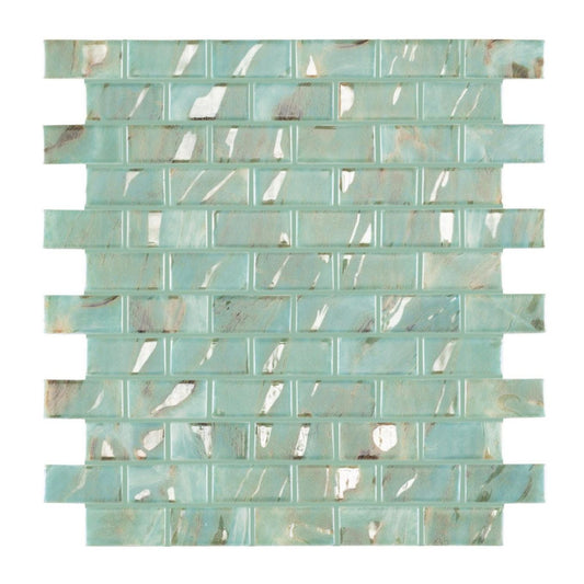 Serene Turquoise Brick Glass Mosaic Tile 315x315mm