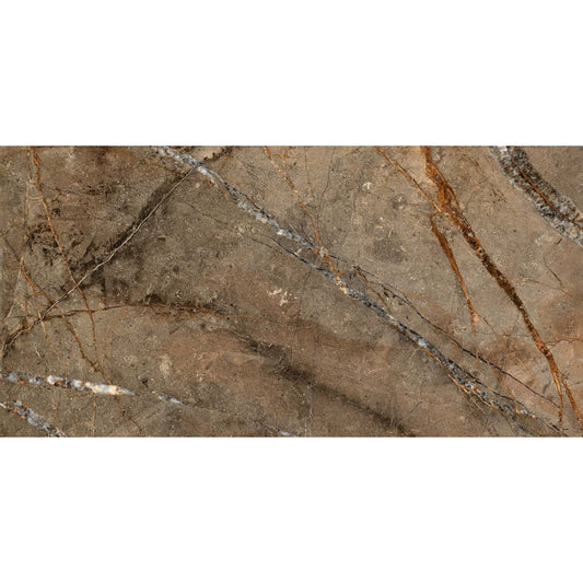 Stockton Brown Gloss Porcelain Tile 1200x600mm