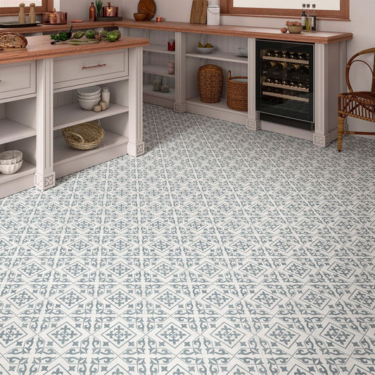 Tarifa Silver Patterned Matt Ceramic Tile 450x450mm
