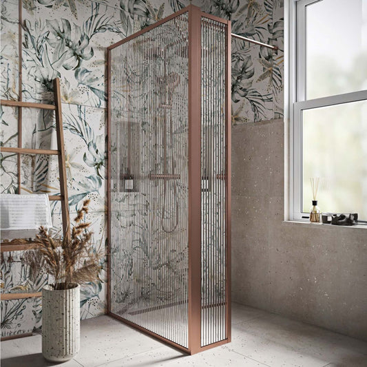 Amien Brushed Bronze Fluted Glass Single Frame Return Panel 300mm