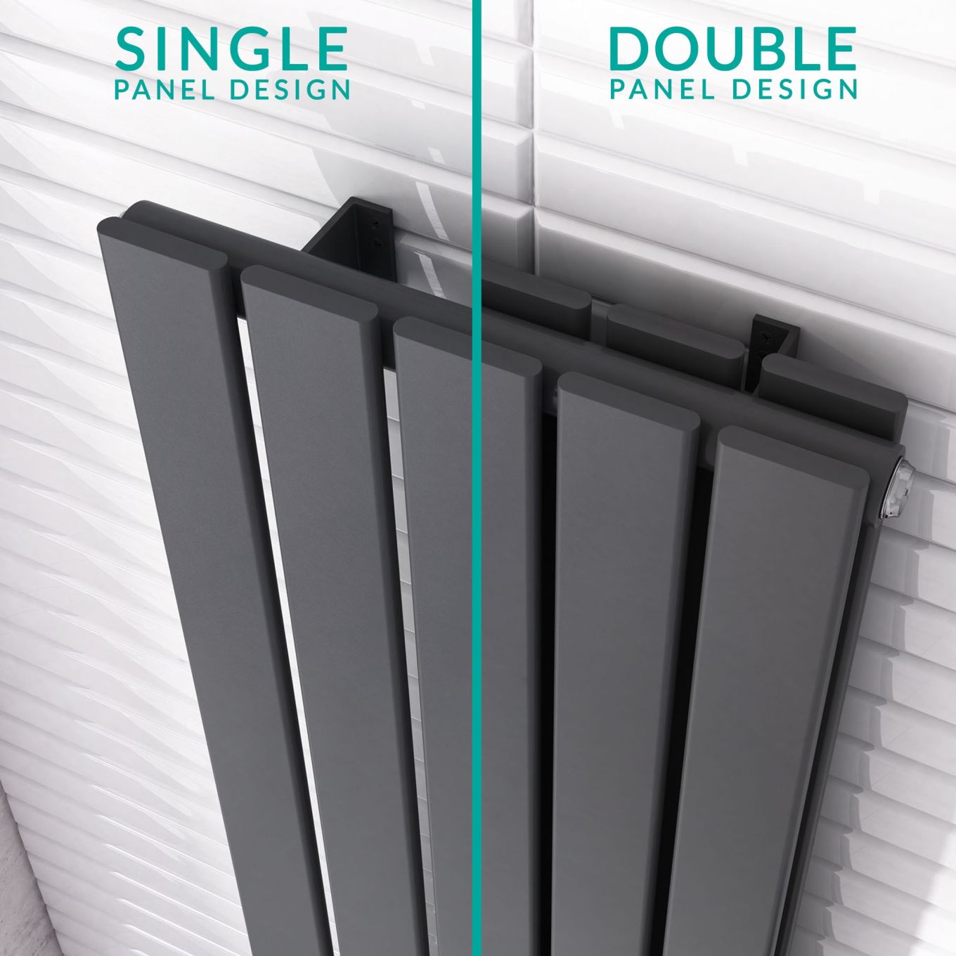 Perth Grey Double Horizontal Flat Panel Radiator 610x1800mm