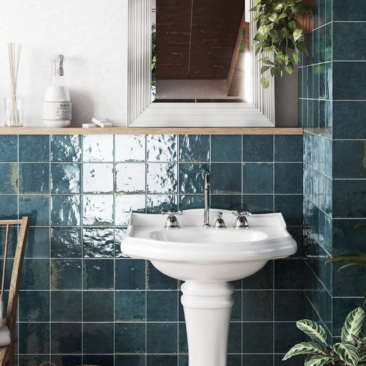 Bergamo Blue Porcelain Square Brick Tile 150x150mm