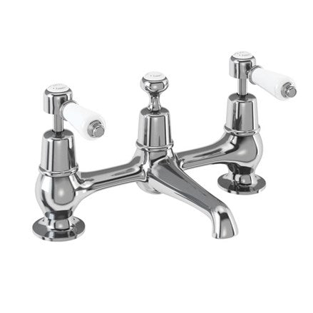 Kensington 2 Tap Hole Bridge Basin Mixer with Plug & Chain Waste & Swivel Spout