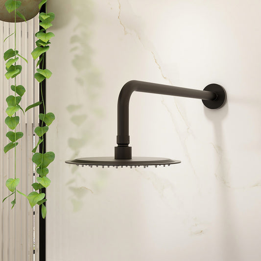 Design Round 400mm Matt Black Wall Shower Arm