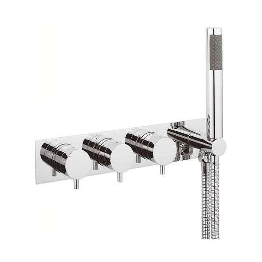 Kai Lever 2 Outlet 3 Handle Concealed Thermostatic Shower Valve & Handset