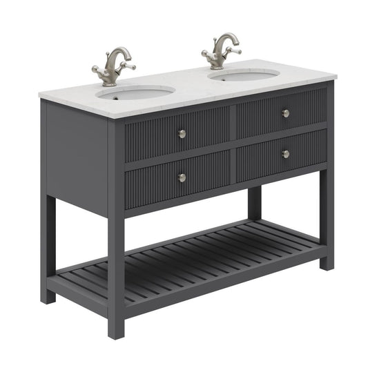 Addison Ribbed Charcoal Grey Floor Standing Vanity Unit 1200mm