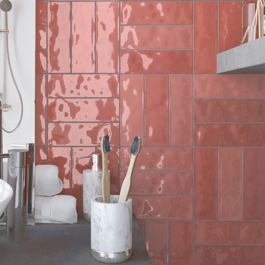Napoli Burdeos Gloss Porcelain Brick Tile 200x65mm