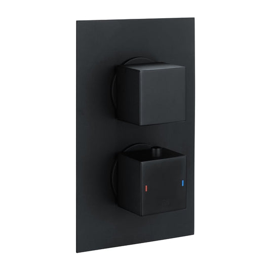 Zena Matt Black Dual Outlet Square Concealed Valve