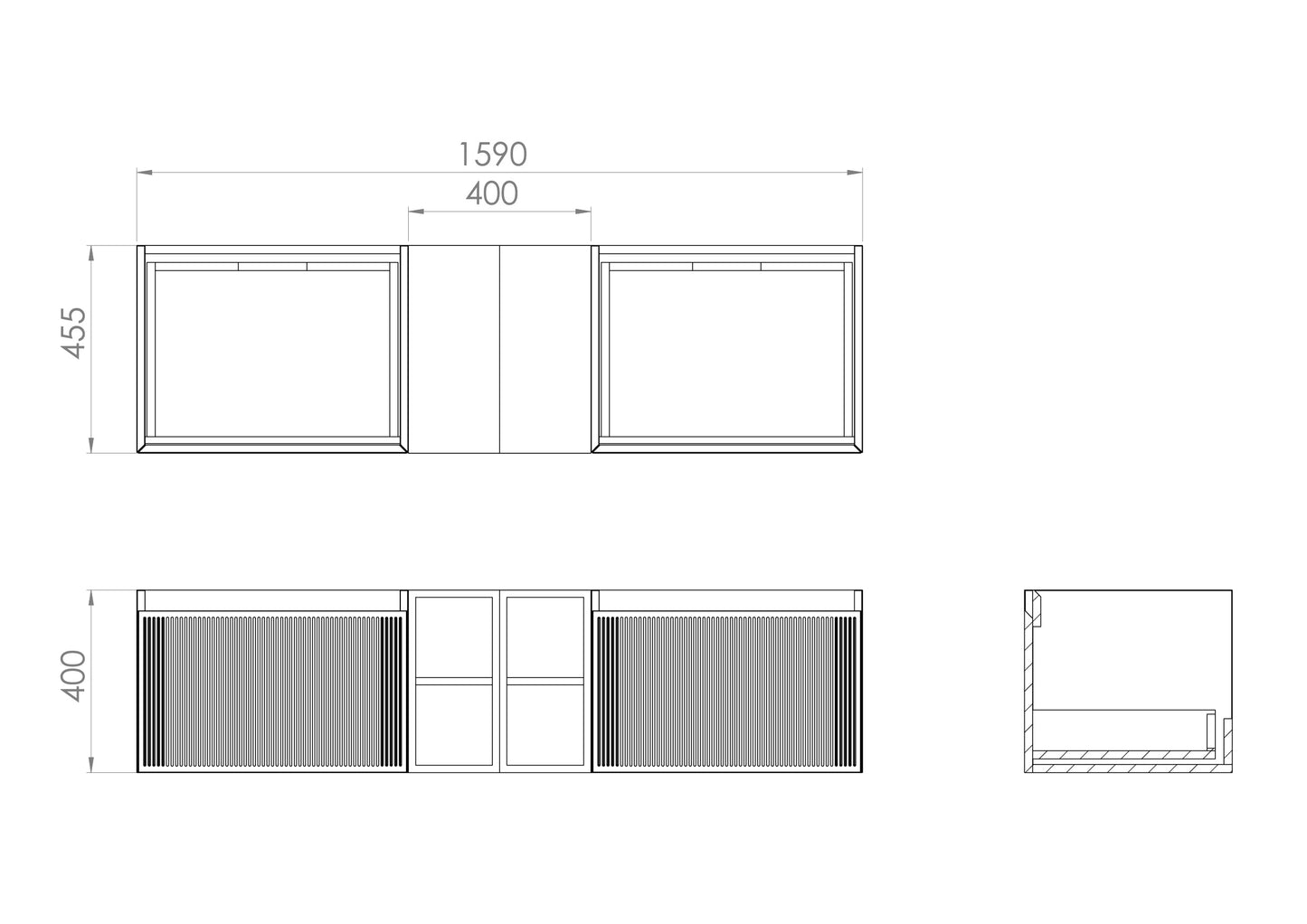 Saneux 160cm Kit - 2 x 80cm Wall Mounted Unit & 160cm Countertop