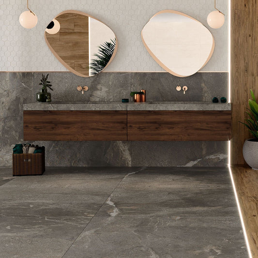 Zoltan Graphite Stone Effect Matt Porcelain Tile 1200x1200mm