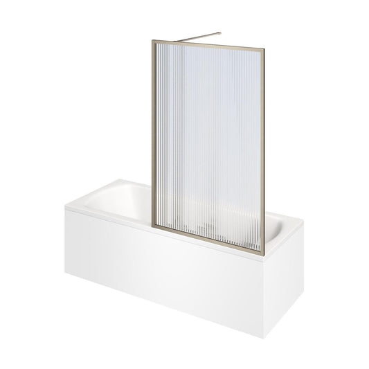 Amien Brushed Nickel Framed Fluted Glass Bath Screen 1500x800mm