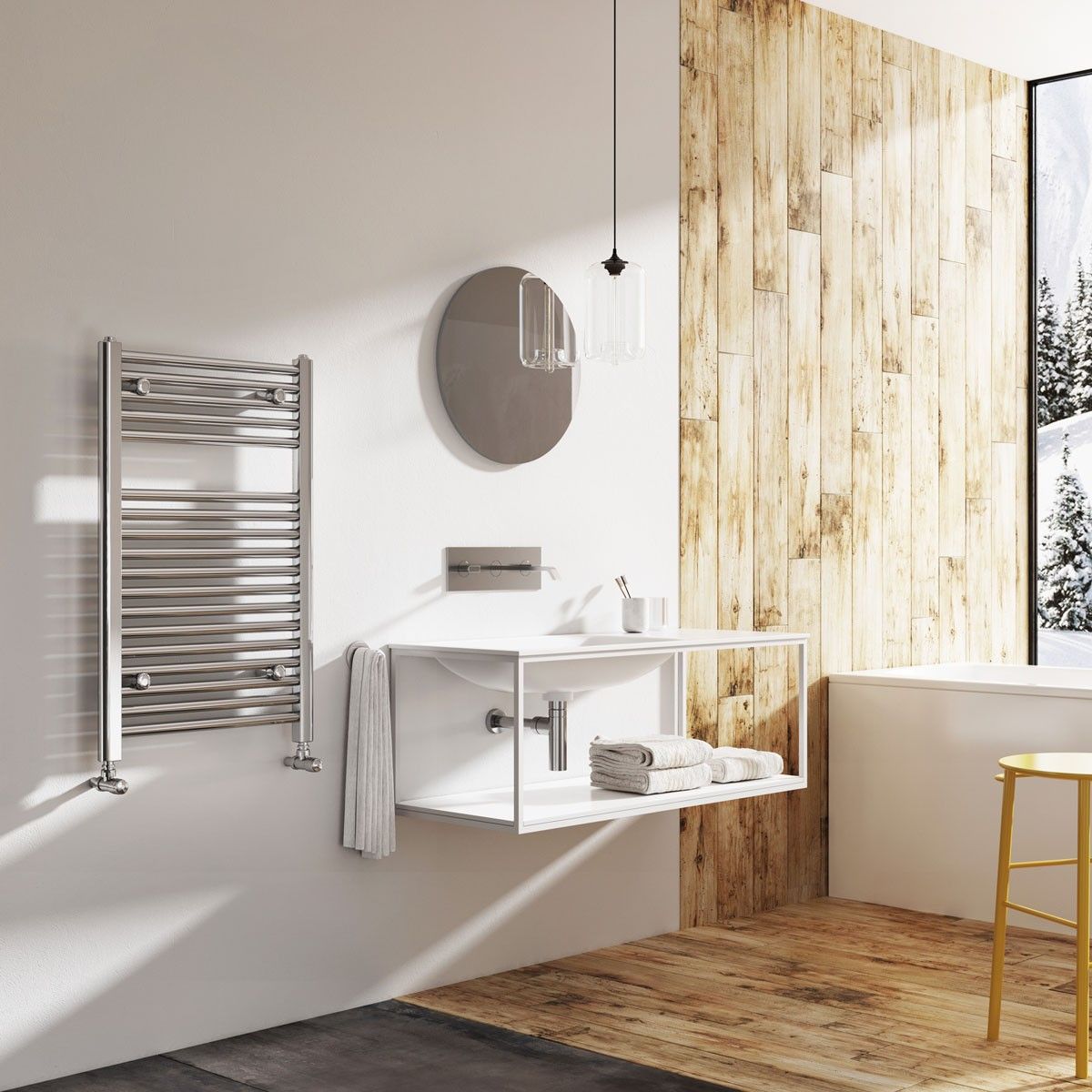 Neptune Chrome Heated Towel Rail 770x400mm