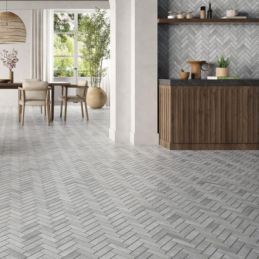 Sofia Matt Grey Herringbone Tile 600x400mm