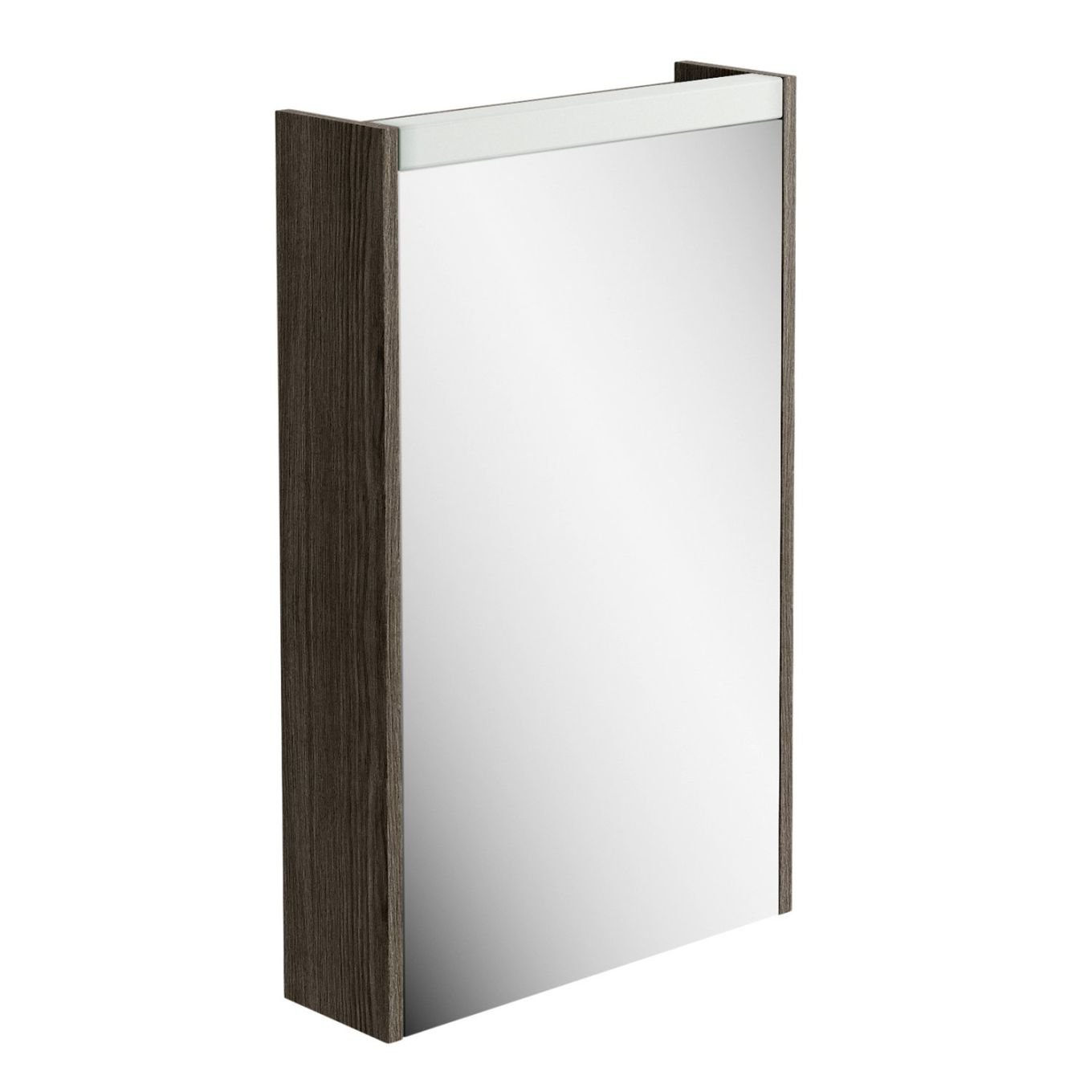 Bolero Grey Linear LED Mirrored Wall Cabinet Single Door 450mm
