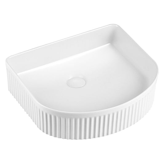 Alva Ribbed White Curved Countertop Basin
