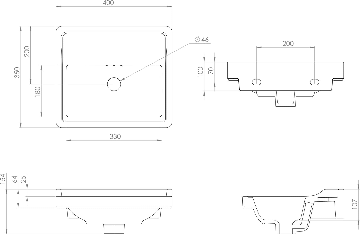 Saneux SOFIA 40x35cm Washbasin