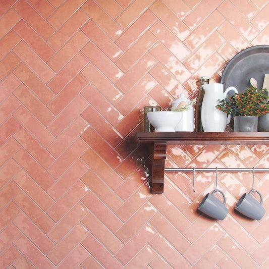 Napoli Rosa Gloss Porcelain Brick Tile 200x65mm