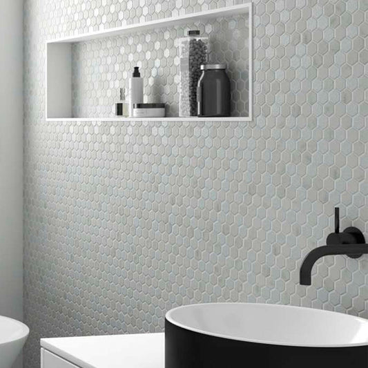 Alcor Matt White Snow Marble Mosaic 307x317mm