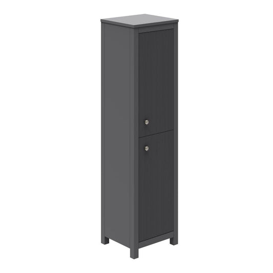 Addison Ribbed Charcoal Grey Floor Standing Tall Bathroom Cabinet