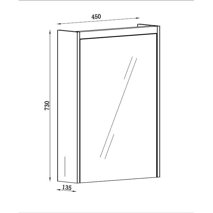 Bolero Grey Linear LED Mirrored Wall Cabinet Single Door 450mm