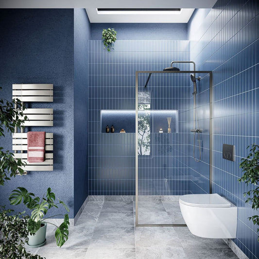 Amien Brushed Nickel Framed Clear Glass Shower Screen 980mm