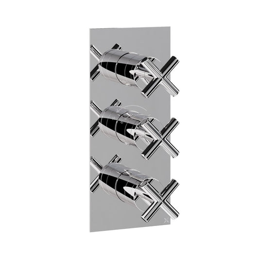 MPRO Crosshead 2 Outlet 3 Handle Shower Valve Portrait Chrome