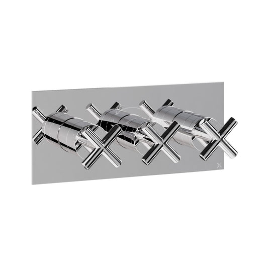 MPRO Crosshead 2 Outlet 3 Handle Shower Valve Landscape Chrome