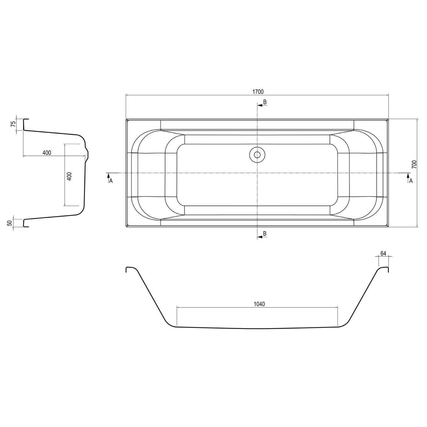 Metro Acrylic White Double Ended Bath 1700x700mm