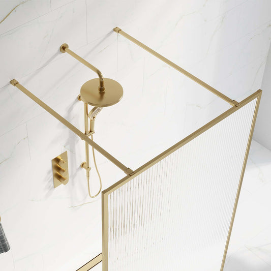 Amien Brushed Gold Shower Screen Straight Support Bar 1200mm