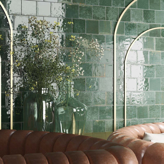 Bergamo Green Porcelain Square Brick Tile 150x150mm