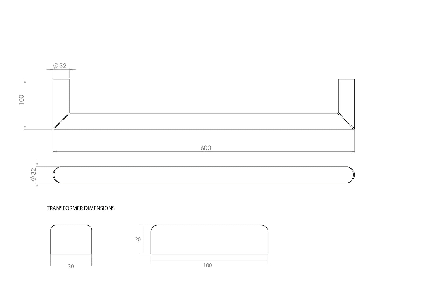 Saneux EMBER round electric towel rail - 12V - Various Sizes and Finishes