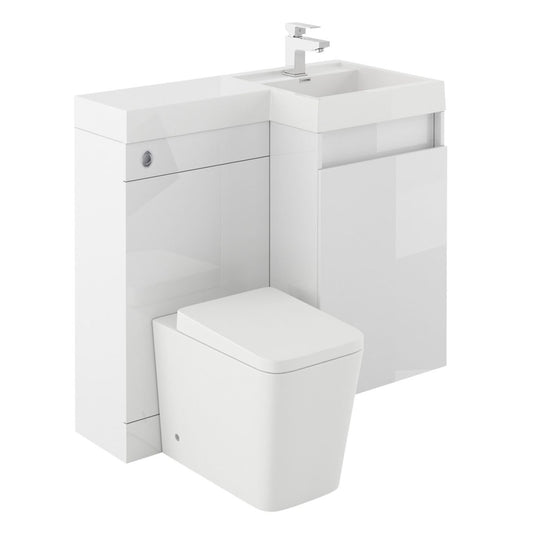 Summers Gloss White Right Hand Combination Vanity Basin and WC Unit 900mm