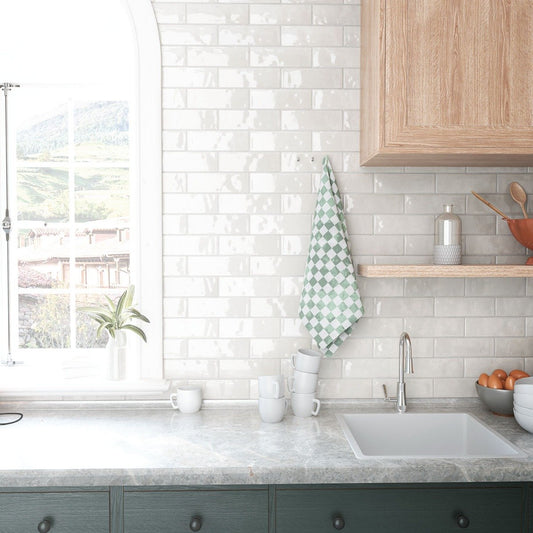 Napoli Blanco Gloss Porcelain Brick Tile 200x65mm