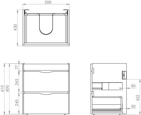 Saneux INDIGO 60cm 2 Drawer Wall Mounted Unit - Gloss White & Dove Grey