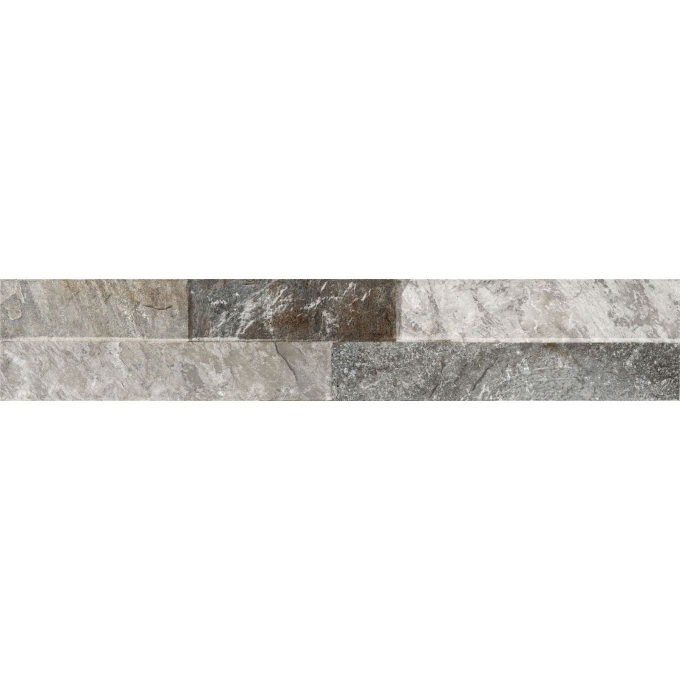 Odessa Grey Brick Effect Porcelain Tile 80x442mm