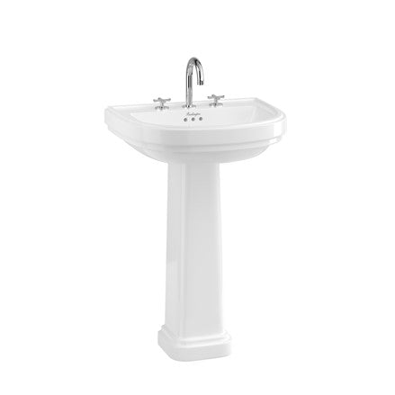 Riviera 580mm D Shape Basin with Riviera Full Pedestal