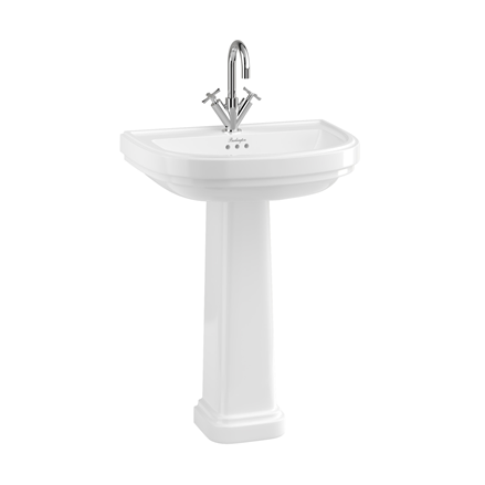 Riviera 650mm D Shape Basin with Riviera Full Pedestal
