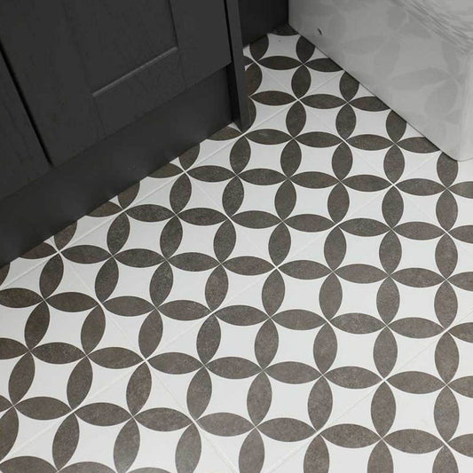 Ripley Black & White Pattern Ceramic Tile 450x450mm