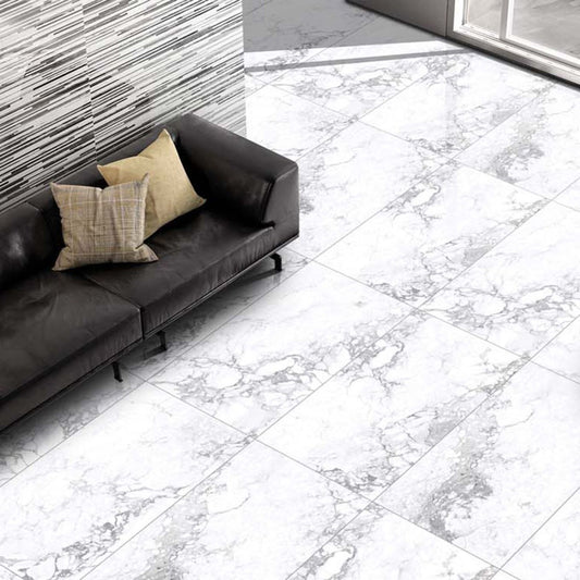Novara White Polished Porcelain Tile 1200x600mm