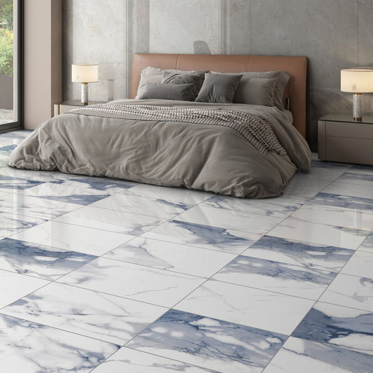 Stockholm Blue Gloss Porcelain Tile 600x300mm