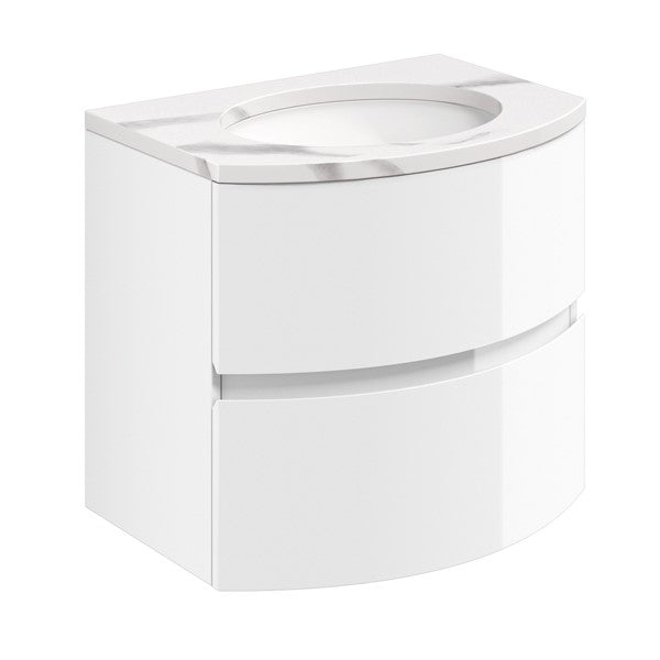 Svelte 600 Wall Mounted Unit with 600 Calcutta Marble Effect Basin