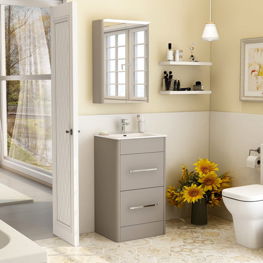 Suburb 500mm × 395mm double drawer floor mounted cabinet matt ash