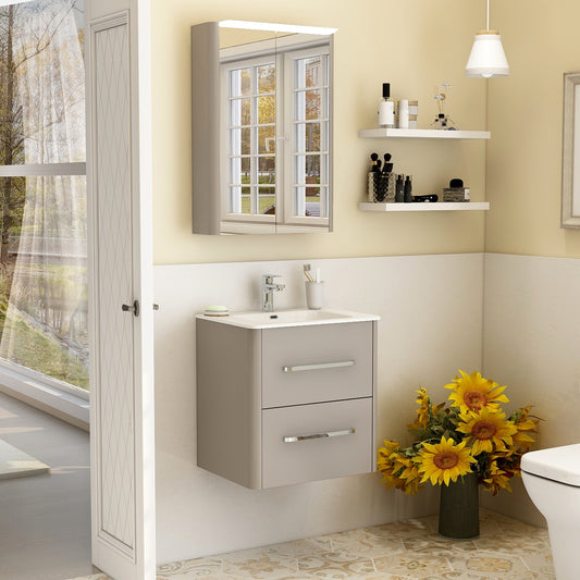 Suburb 500mm × 395mm double drawer wall mounted cabinet matt ash