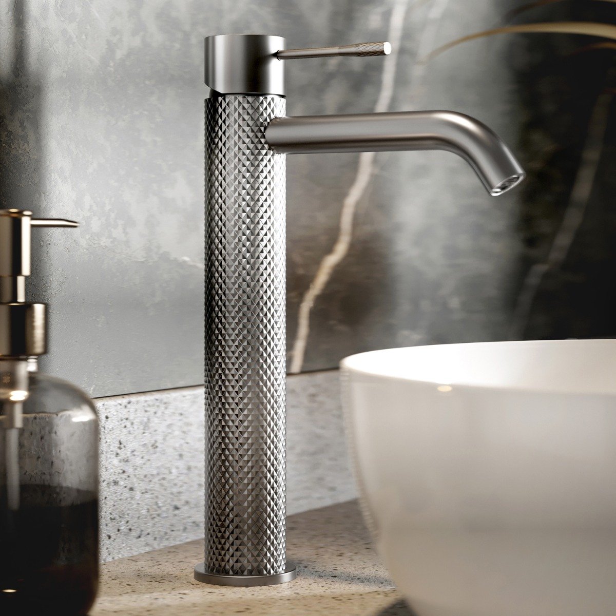 Moray Nickel Knurled Tall Basin Tap