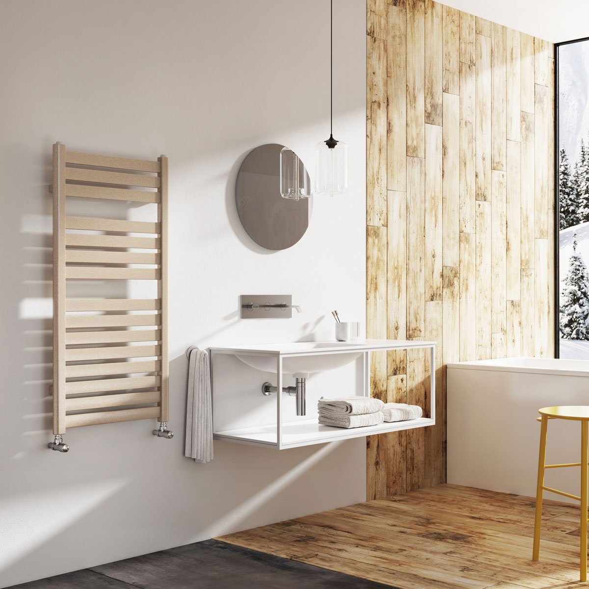 Portabello Brown Metallic Heated Towel Rail 1000x500mm