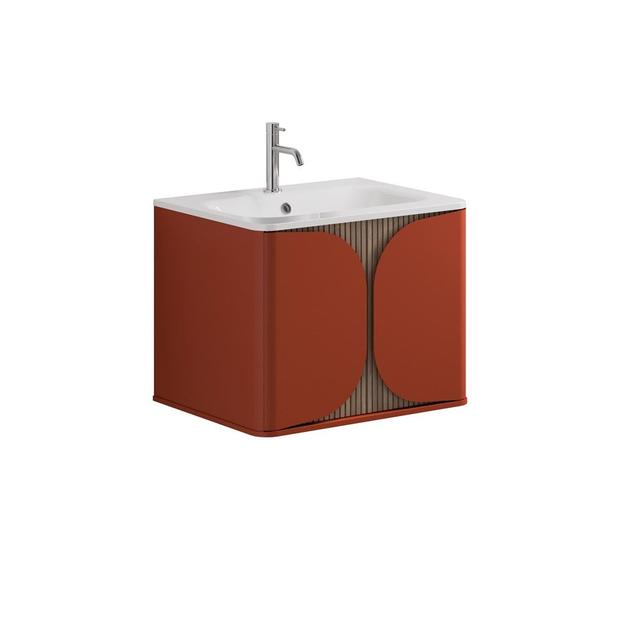 Tambour 600mm One Drawer Wall Hung Vanity with 1TH Basin